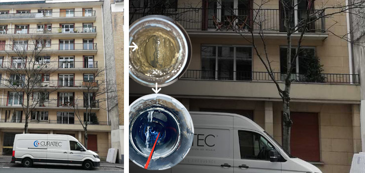 Curage et détartrage de canalisations dans un immeuble de 120 logements à Paris